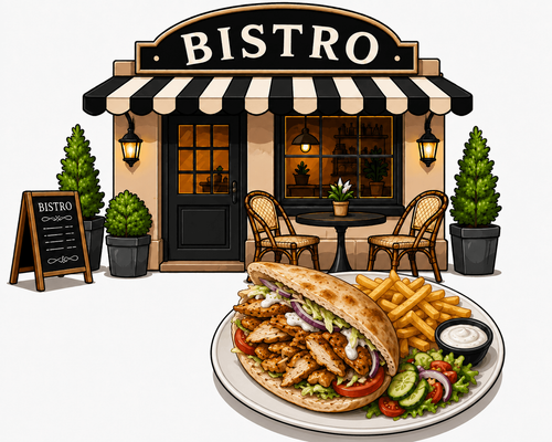 Aankondiging van Kipgyros bistro